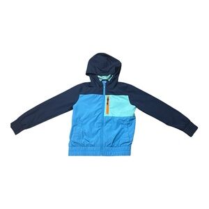 all in motion kids  Blue Colorblock Hooded Windbreaker Jacket